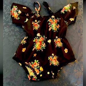 Floral Black Baby Romper